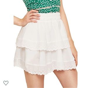 Women’s Layered Ruffled Skirt with Floral Eyelets